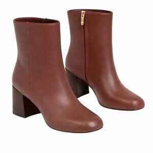 NWOT - Ann Taylor Leather Ankle Bootie with Block Heel - Size 9.5